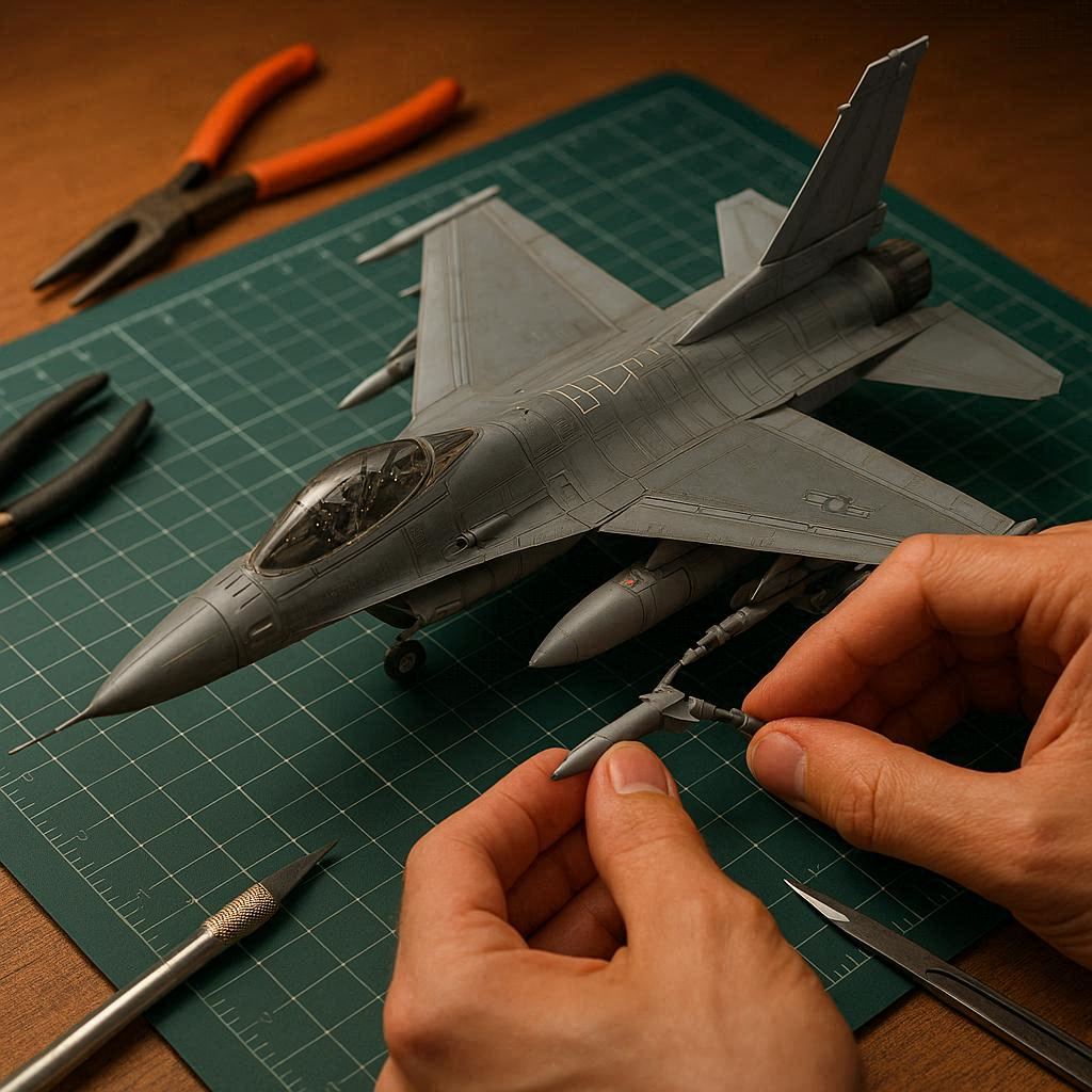 Guide étape par étape pour assembler une maquette avion de chasse - espace de travail organisé et pièces triées prêtes