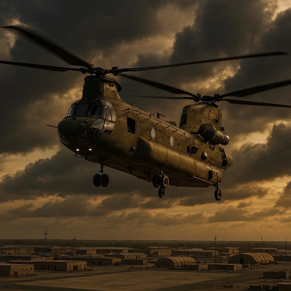Maquette hélicoptère CH-47 Chinook avec son double rotor tandem caractéristique - jeu de construction militaire