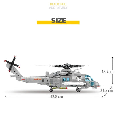 maquette hélicoptère militaire Z-20 et ses dimensions longueur, largeur et hauteur.