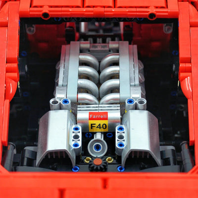 Visuel sur le moteur de la Ferrari F40 à construire.