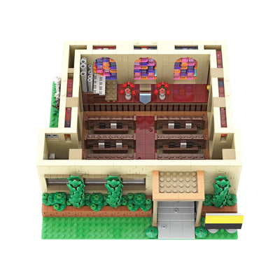 Première Église de Springfield vue de profil avec perron d'entrée