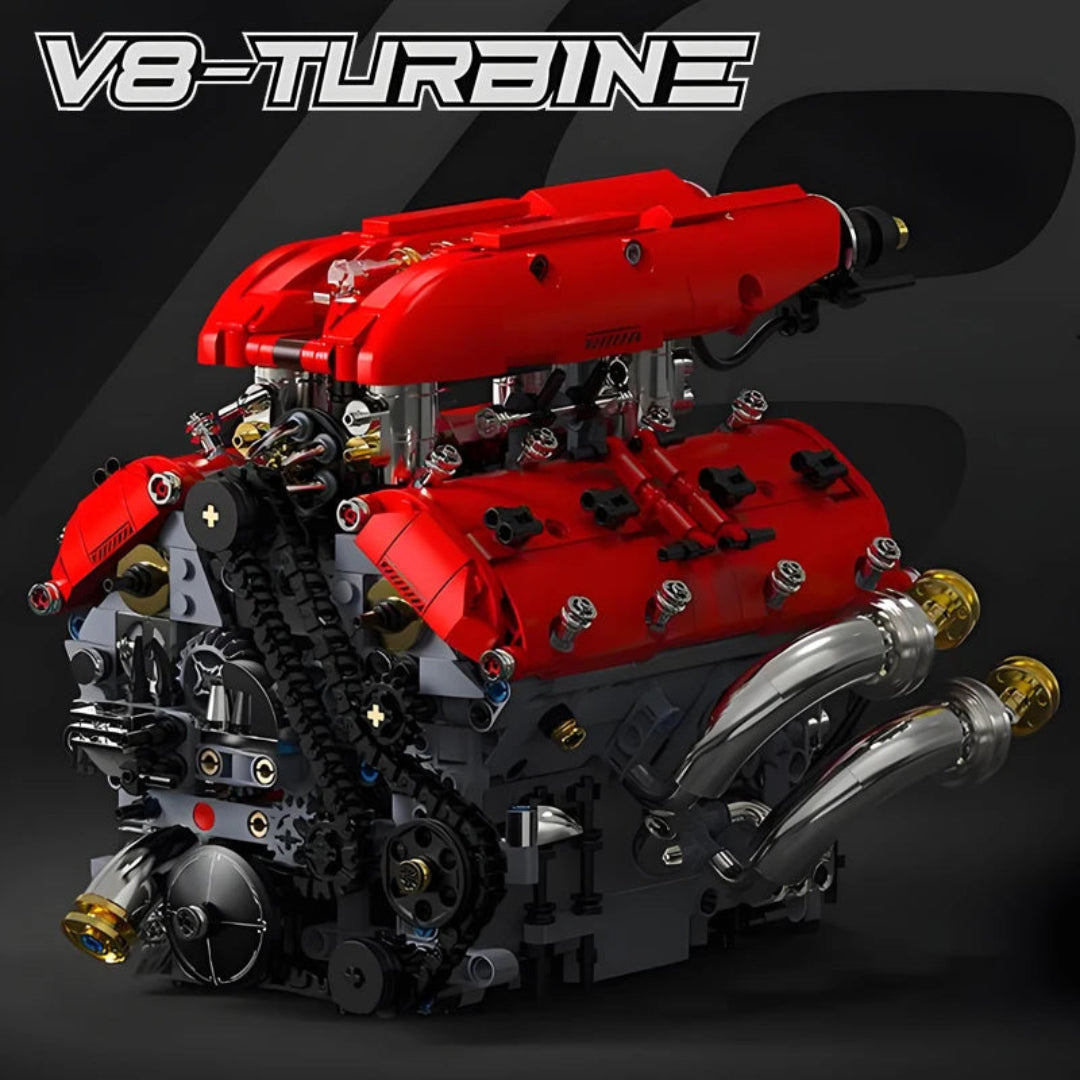 Jeu de construction moteur V8 turbine avec pistons et turbocompresseur