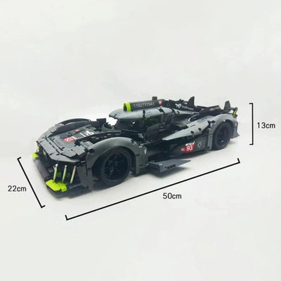 Jeu de construction Peugeot Le Mans hybride avec dimensions : longueur, largeur et hauteur.