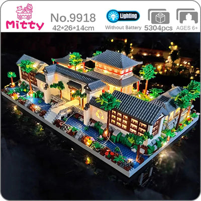 Jeu de construction village d'eau chinois — maisons sur pilotis et pagodes