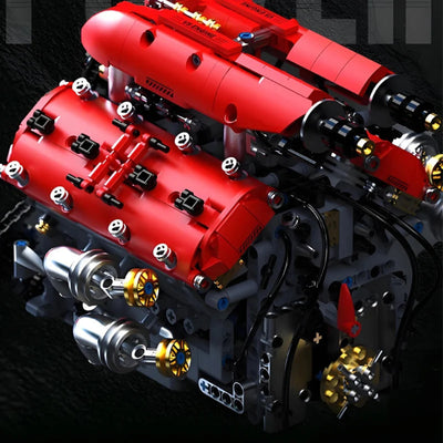 Pistons et bielles articulés du moteur V8 en construction