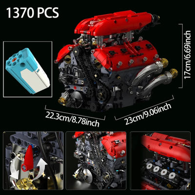 Moteur V8 turbine assemblé avec dimensions du modèle final